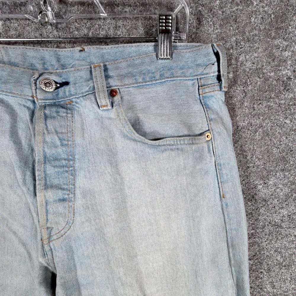 Levis 501 '93 Jeans Mens 33x34 Blue Denim Cotton Stretch Straight Fit Mid Rise‎